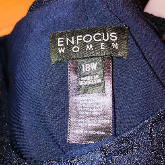 En Focus Womens Size 18W Navy Blue Floral Lace Poncho Cape Cocktail Dress 18 - Picture 9 of 10